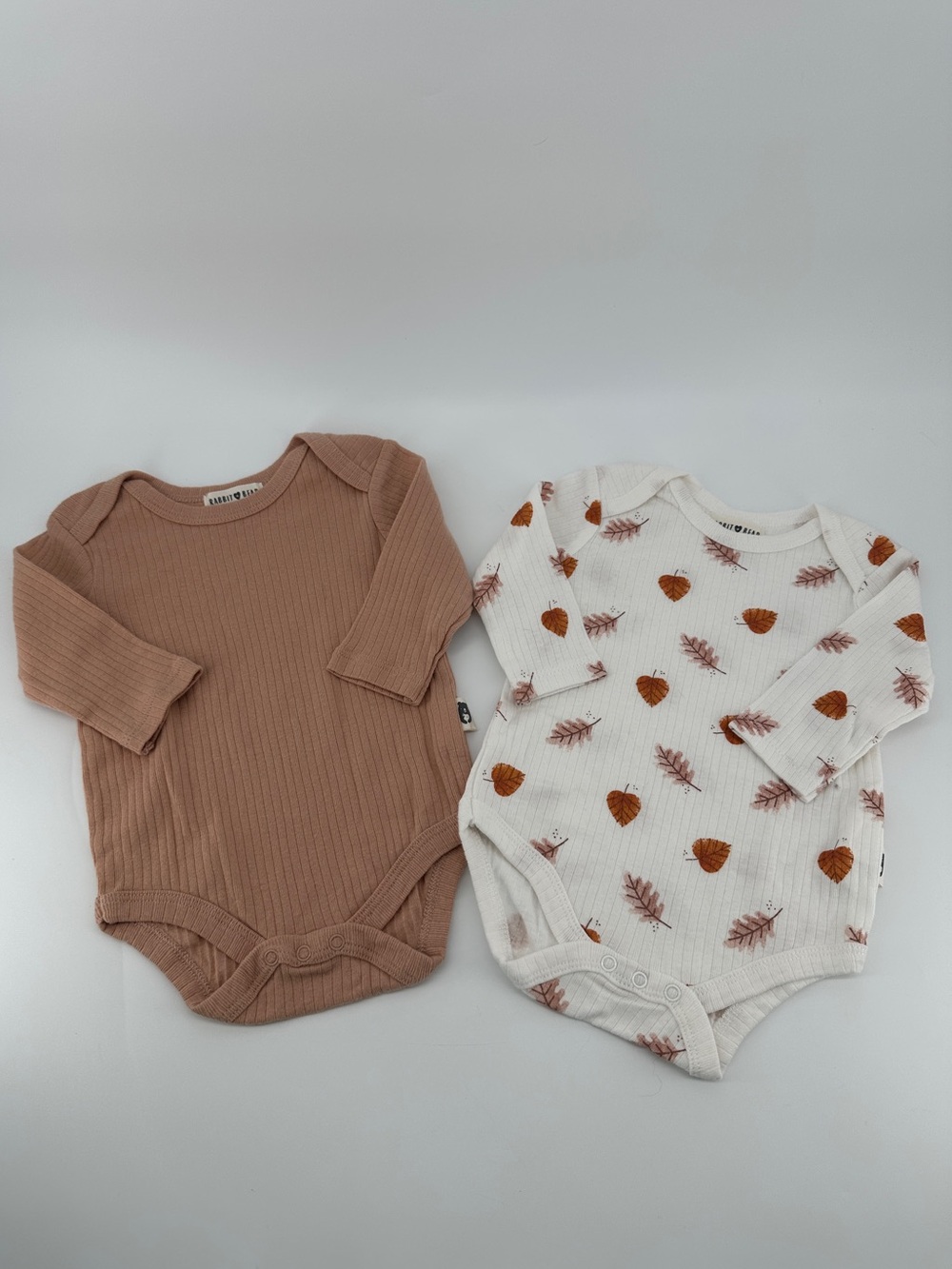 Rabbit & Bear Organic 3-6 M Cotton Bodysuits Bundle Long Sleeve Lot Set of 2